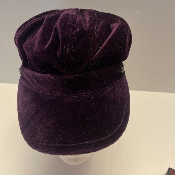Purple Hat By Pink Cookie, Velour Like, Paperboy Style. - Picture 3 of 8